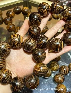 Natural Indonesian Agarwood 3.0 with Tiger Stripe Pattern, 108 Beads, Ethnic Style Couple's Bracelet - Aliexpress - FashionsVida