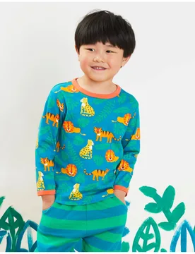 Kids 100% Cotton Wild Cats Print T-Shirt - Toby Tiger - FashionsVida