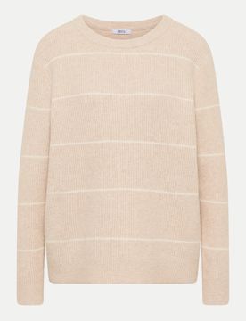 Strukturpullover Gestreift Beige L