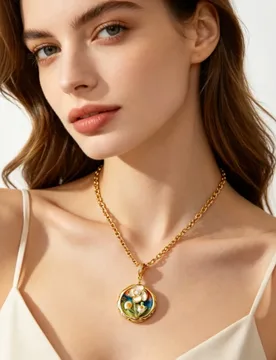 French Irregular Oil Painting Flower Pendant Necklace Colored Drawing Inlaid Imitation Pearl Clavicle Chain Art Charm Jewelry - Aliexpress - FashionsVida