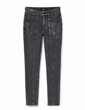 Jean skinny push-up métallisé BLACK 36 female - Desigual - FashionsVida