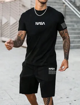 Conjunto Para Hombre De 2 Piezas Con Manga Corta Y Estampado De Letras - Shein - FashionsVida