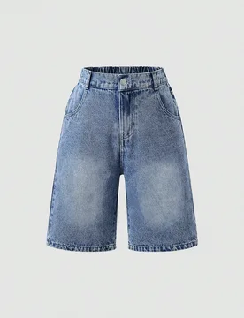 Pieza Shorts vaqueros de pierna ancha con efecto desgastado casual para niñas, adecuado para primavera/verano - Shein - FashionsVida