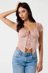 Women's Multi Short Sleeve Mesh Butterfly Top Size: Small - Multicolor - Size: S