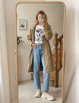Jeans mom fit con effetto lavato - blu