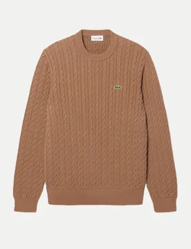Pullover mit Zopfmuster Braun L - Lacoste - FashionsVida