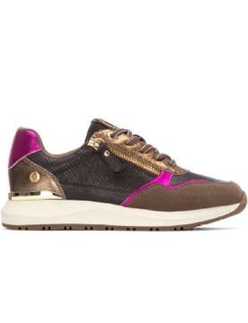 Para mujer. 14421802-MARRON Zapatillas 144218 (37), Plano, Cremallera, Casual