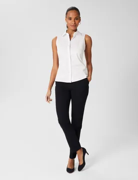 Cotton Rich Collared Sleeveless Blouse White female - Hobbs - FashionsVida