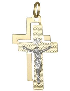 Ciondolo Croce Oro Giallo Bianco GL101305