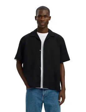 Chemise à Manches Courtes Casper Clay Linen Black M