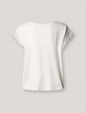 Camiseta de mujer cuello redondo con flecos - Pepe Jeans - FashionsVida