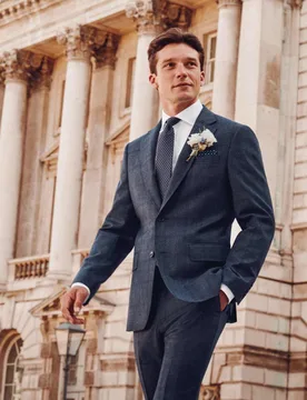 Slim Fit Super 120s Merino Wool Suit Jacket Blue Mix male - Charles Tyrwhitt - FashionsVida