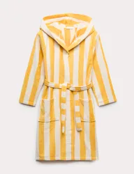 Pure Cotton Striped Towelling Robe (9 Mths - 10 Yrs) Yellow Mix female