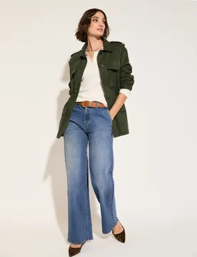 Cotton Rich Longline Utility Jacket Dark Khaki female - Baukjen - FashionsVida