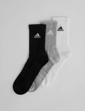 Manchester United x Essentials Cushioned Crew Socks 3 Pack Black/Grey/White S - Adidas - FashionsVida