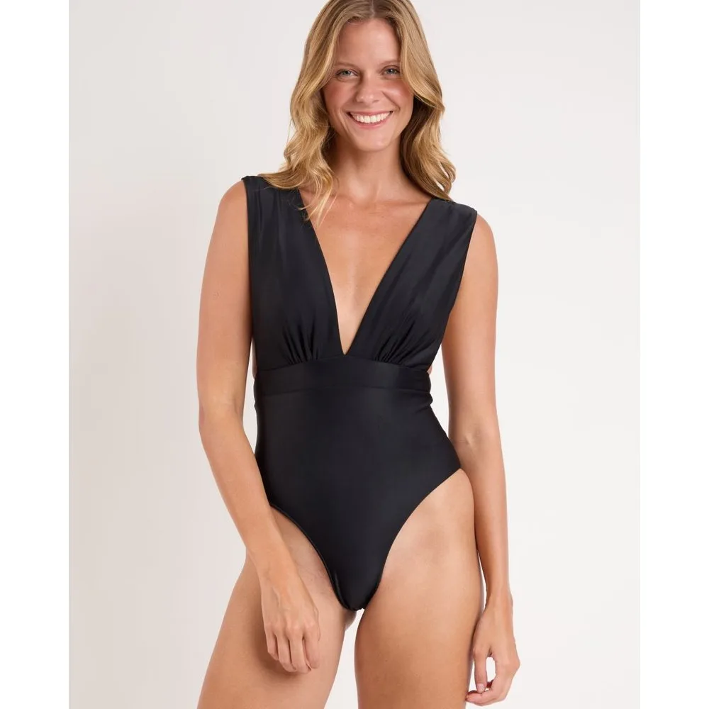 Bañador de mujer escote redondo liso con relleno - Río de Sol - FashionsVida