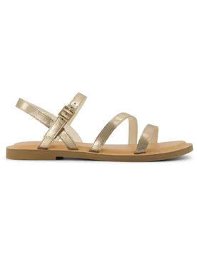 Leather Metallic Flat Sandals Gold female - TOMS - FashionsVida