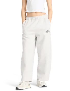 Fleece Trackside Women Pants - Grey - Size L - Cotton Jersey - Grey - Size: Large - New Balance - FashionsVida