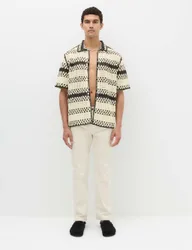 Relaxed Fit Knitted Polo Shirt Black Mix male