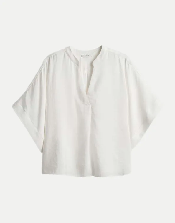 Oversized geschnittene Cape Bluse Fenella Weiß 40 - Opus - FashionsVida