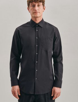 Regular Business Hemd Uni Schwarz 40