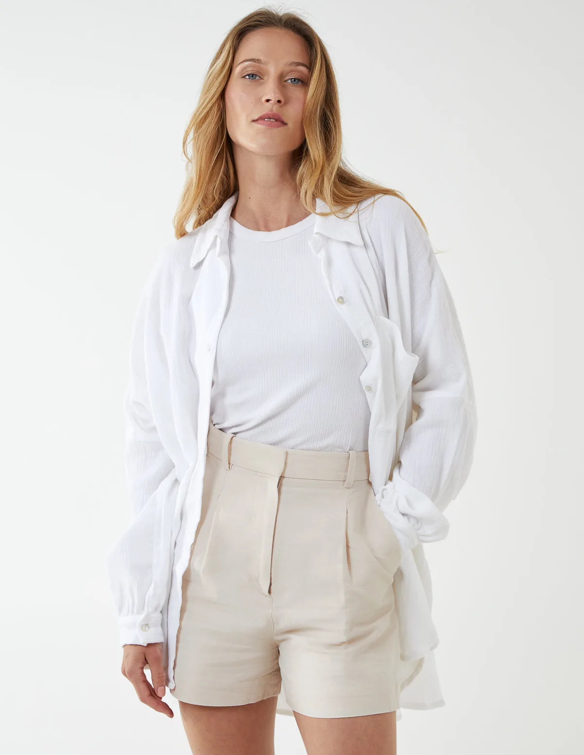 Oversized Shirt - ONE / WHITE - female - Blue Vanilla - FashionsVida