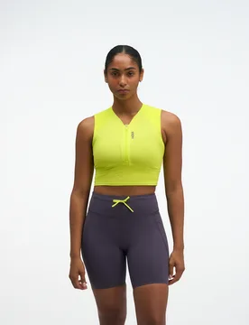 Women's SkyBreeze Crop Tank Top in Citrus, Size Large - HOKA - FashionsVida