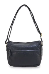 Borsa nera in vera pelle con zip CLASS BA3544TI