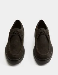 Suede Chunky Sole Apron Shoes Dark Brown male