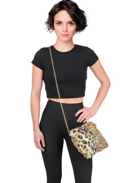 Umhängetasche Plüsch Leo für Erwachsene, Leopard, braun-beige