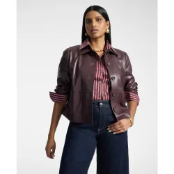 Chaqueta de mujer de tejido revestido ajuste boxy largo regular