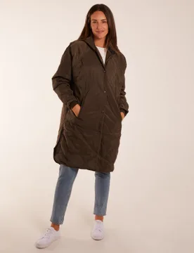 Diamond Quilted Coat - S / KHAKI - female - Blue Vanilla - FashionsVida