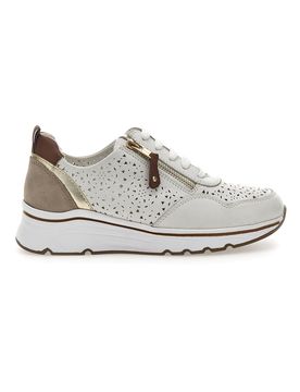 Sneakers Bianche con Tomaia in Pelle Traforata 21464GLAM 36