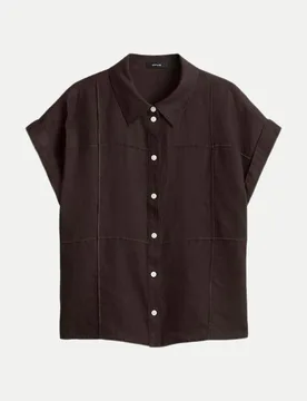 Leinenbluse Felila mit dreidimensionalen Karo Braun 42 - Opus - FashionsVida