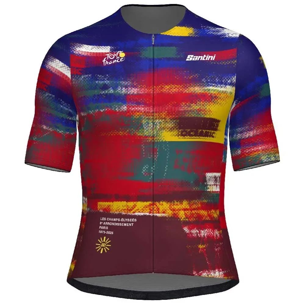 Maillot à Manches Courtes Tdf Arrivée Dash 2025 - Santini - FashionsVida