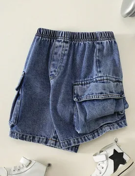 Pantalones cortos de mezclilla tipo cargo casual de verano para niños pequeños - Shein - FashionsVida