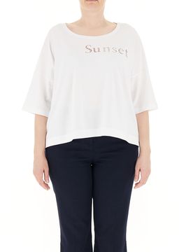 T-shirt con ricami BIANCO L