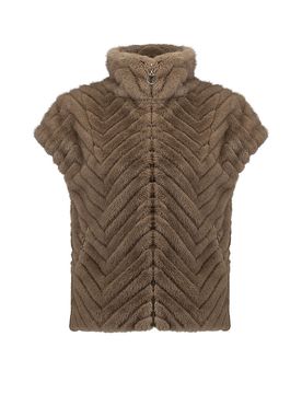 Chaleco con aspecto de piel camel M