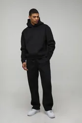 Men's Oversized Boxy Bonded Scuba Hooded Tracksuit Black Size X-Small Black XS