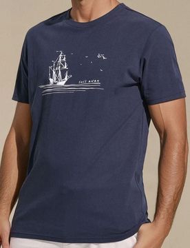 Maglietta con stampa decorativa - blu scuro