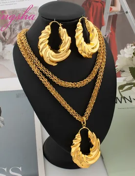 Luxury Gold Color Earrings Ins TK Hot Sale Long Necklace Chain Set Dubai African Fashion Jewelry Wedding Party Anniversary Gift - Aliexpress - FashionsVida