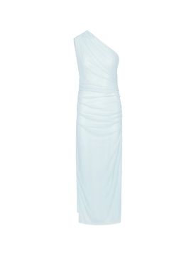 One-Shoulder Mini Fitted Dress with Draped Bust and Waist