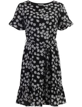 Usha Vestido negro / blanco lana