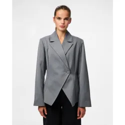 Blazer asimétrica de raya diplomática de mujer