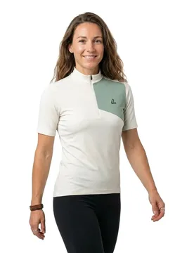 Maglia A Maniche Corte Skys Block Mid Half Zip Cream / White - Loeffler - FashionsVida