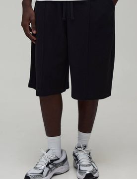 Herren Strukturierte Biesen Jersey-Twill Bermuda Jeans Hosen-Shorts Black Größe Medium