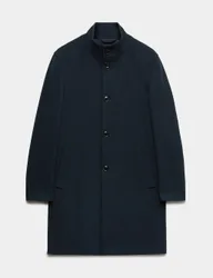 M&S Funnel Neck Overcoat Navy male