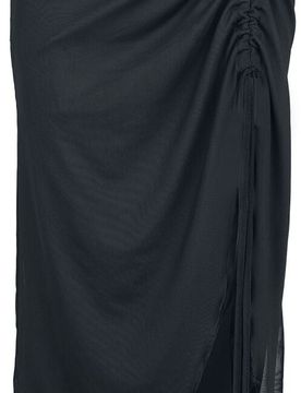 Rock knielang - Umbra Mesh Ruched Skirt - XS bis 4XL - für Damen - Größe L - schwarz - Frauen - female