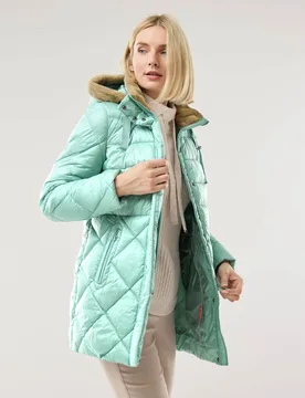 Steppjacke Kuschelkragen, Kurzgrößen, Farbe Grün, 40, mit kuscheligem Webpelz extra warme Sorona-Füllung Damen - Walbusch - FashionsVida