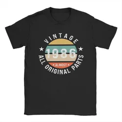 Vintage T Shirt Summer Vintage 1986 All Original Parts Novelty T-Shirts Cotton Tee Shirt for Mens Y2K Classic Short Sleeve Tops